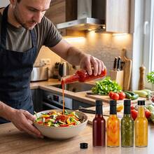 10pcs/16pcs 5oz Hot Sauce Bottles, Plastic Bottles With Leak-Proof Black Caps, 150ml Empty Bottles, Suitable For Hot Sauce, Home Bottling, Ketchup, Honey, Salad Dressing, Marinade, Perfect For Kitchen, Suitable For Christmas, Birthday, Wedding, Holiday, Gift - Clear - View 2