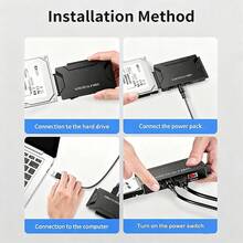 USB 3.0 To IDE/SATA Adapter, External Hard Drive Reader, Universal 2.5"/3.5" HDD/SSD Converter, 12V/2A Power Adapter - View 3