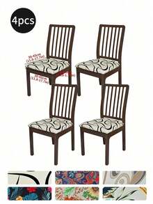 Waterproof Stretch Printed Dining Chair Slipcover, Machine Washable Removable Elastic Cover With Drawstring, Universal Milk Fiber Furniture Protector, Stain Resistant Anti-Scratch For Kitchen, Office & Pet Friendly Homes - Multicolor - View 38