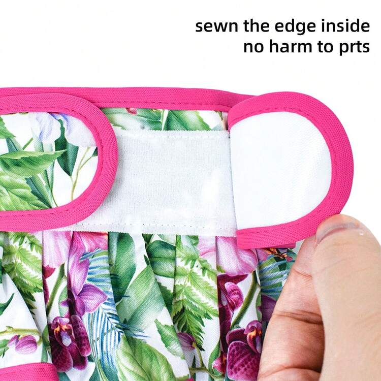 2pcs/Pack Women's Dog Diapers With Ruffle Trim, Washable, Reusable, High Absorbency, Leak-Proof, Rose Pattern, With Ruffle Trim - Multicolor - View 5