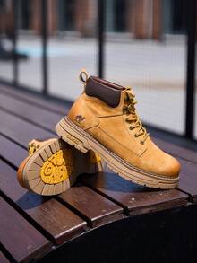 CAMEL CROWN Men's Water-Resistant High-Top Lace-Up Boots – Stylish, Non-Slip, Thick-Soled Work-Style Outdoor Boots - Desert Yellow - View 1