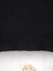 Tween Girl Colorblock Casual Versatile Daily Outing Cardigan - Black - View 9
