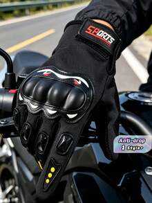 2pcs Full Finger Motorcycle Gloves, Touchscreen Carbon Fiber Knuckle Protection, Off-Road Motorcycle, ATV, Riding, Breathable, Anti-Slip, Shock-Absorbing, Men's And Women's Racing Riding Sports Gear - Multicolor - View 1