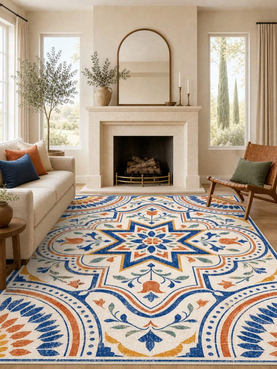 1pc Soft Comfortable Plush Carpet, Multiple Sizes, Floor Decor For Living Room And Bedroom, Washable - Multicolor - View 1