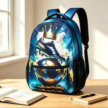 Mochila Estudiantil con Patrón de Fútbol Bolsa Deportiva para Viajes al Aire Libre - mochila con estampado de fútbol - Ver 5
