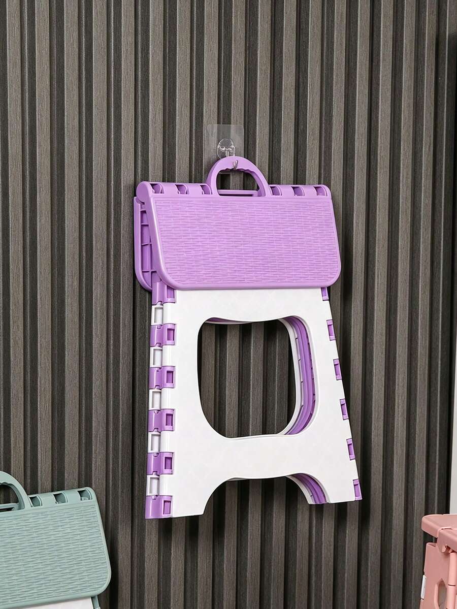 Foldable Stool With Portable Handle, Space-Saving Design, Can Be Used As Shoe Changing Stool, Kitchen Step Stool, Bathroom Stool, Outdoor Camping Stool, Lightweight And Durable, Ready To Use, Multi-Scenario Storage Solution - Multicolor - View 1