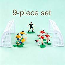 Set de 9 piezas de figuras de jugador de fútbol de plástico, decoración de tarta para fiesta de cumpleaños de fútbol, modelos de equipo de fútbol - Verde militar - Ver 8