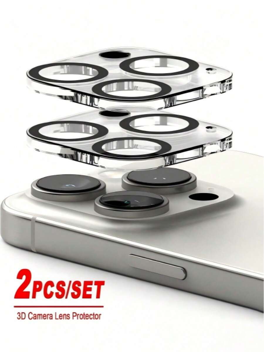Yezodawee 2pcs Camera Lens Glass Protector [Multi-Layer Protection] Compatible With IPhone 17 Pro Max/17 Pro/17 Air/17, 16 Pro Max/16 Pro/16 Plus/16, 15 Pro Max/15 Pro/15 Plus/15, 14 Pro Max/14 Pro/14 Plus/14, 13 Pro Max/13 Pro/13/13 Mini, 12 Pro Max/12 Mini, 11 Pro Max/11 Pro/11 Pro Max/11 Pro/11 Series, Camera Lens Protector, Tempered Glass Cover, Anti-Glare For Night Shooting, 3D Stereoscopic, Camera Protection - Black - View 1