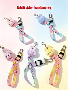 2pcs Elastic Pet Car Safety Belt, Macaron Gradient Color Safety Leash, Decorated With Cute Rabbit And Bowknot, Shock-Absorbing Design, Suitable For Cat And Dog Travel, Pet Safety Leash - Multicolor - View 15