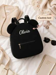 Personalized Corduroy Backpack, Customizable Name, Mini Backpack, Lightweight Shoulder Bag, Waterproof - Multicolor - View 6