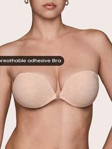 Lignisse Women Sticky Bra Invisible Adhesive Bra Strapless Backless Push Up Breast Lift Bra Reusable Nipple Cover Seamless Bra For Wedding Dress Party - Multicolor - View 2