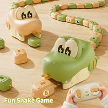 Remote Control Crocodile Racing Set With Sound Effects, USB Rechargeable Domino Blocks Game, Suitable For Family Multi-Player Interaction - Remote-controlled Snake - View 4
