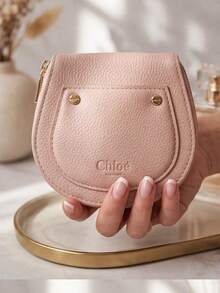 Chloé Bolso de mano de cuero rosa nude suave con forma curva, tirador de cremallera de cuero, cremallera de metal lisa, adecuado para ir a la oficina y tomar el té de la tarde, regalo del Día de la Madre y aniversario CHLOE-GIFT-28 - Rosa Pálido - Ver 7