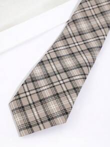 1 pieza Corbata de estilo preppy a rayas para hombre, adecuada para uso diario - Caqui - Ver 3