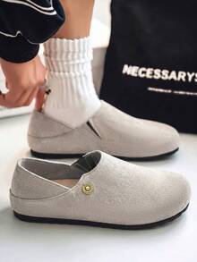 Men's PU Matte Leather Loafers, Vintage Casual Slip-On Flat Shoes With Foldable Heel For Commuting - Grey - View 5