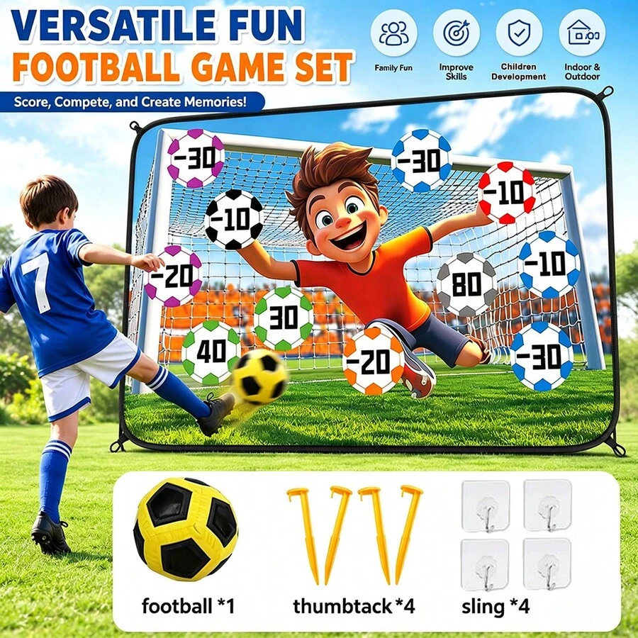 Children's Soccer Throwing Game, Suitable For 3+ Years Old, Indoor/Outdoor Backyard Game Mat With Sticky Balls, Family Party Gift - Multicolor - View 1