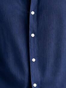 Autumn Casual Fashion Men's Plus Size Loose Long Sleeve Button-Up Shirt - Navy Blue - View 3