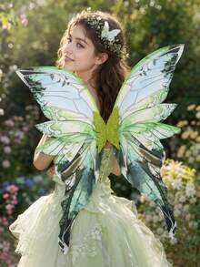 Sparkling Forest Fairy Wings With Elastic Straps, Lightweight Watercolor Butterfly Wings For Women Cosplay, Halloween & Festivals - View 7