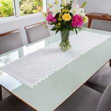 Caminho de Mesa em Renda Trilho de Mesa Decoração Cozinha  1,50x0,50 cm JCM - Branco - Visão 2
