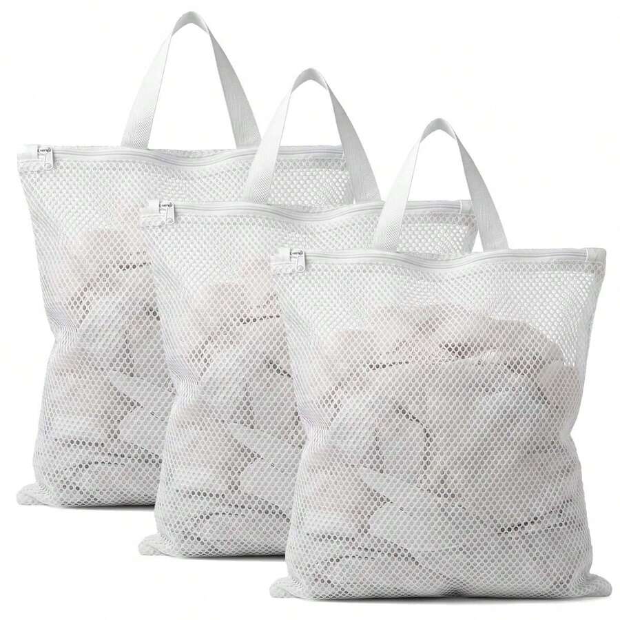 2 Packs Zippered Mesh Laundry Bags With Carry Handles, Reusable Delicates Wash Bags For Washing Machine, Durable Garment Protector Storage Bags For Lingerie Sweaters Travel Home Organization - View 1