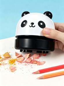 Cute Cartoon Mini Desktop Vacuum Cleaner, Portable Table Dust Sweeper With Nylon Brush, Small Debris Eraser Vacuum For Pencil Shavings, Keyboard, Office & School Study Use - View 2