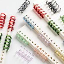 10pcs Creative 5-Hole Segmented Plastic Multi-Color Loose Leaf Rings, DIY Planner Accessories, Suitable For Office And School Supplies - A - View 6