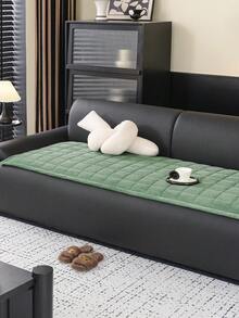 1PC Vintage Warm Thick Corduroy Non-Slip Sofa Cushion, Pet-Friendly, Machine Washable, Suitable For 12/3/4-Seater And Sectional Sofas, Winter Home Decor, Quilted & Striped Design, Easy Installation - Green - View 4