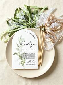 300/200/100/50/10/1pc Floral Thank You Cards, Suitable For Wedding, Reception, Rehearsal Dinner, Party, Event & Celebration Tabletop, Essential For Wedding Gift,Back To School - Multicolor - View 7