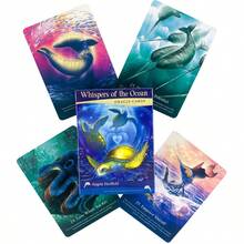 50 Kartu Whispers Of The Ocean Oracle Tarot Training Deck Kartu Tarot Permainan Papan Pesta Kartu Takdir Permainan Kartu Peramal - Blue and White - View 1
