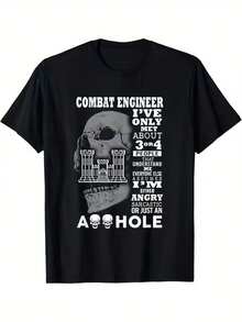 Combat Engineer Shirt I& # 039;Ve Only Met About 3 Or 4 People T-Shirt 180gmit Einem Retro Y2K Street Style. This Unisex Top Is Suitable For All Seaso - Black - View 1