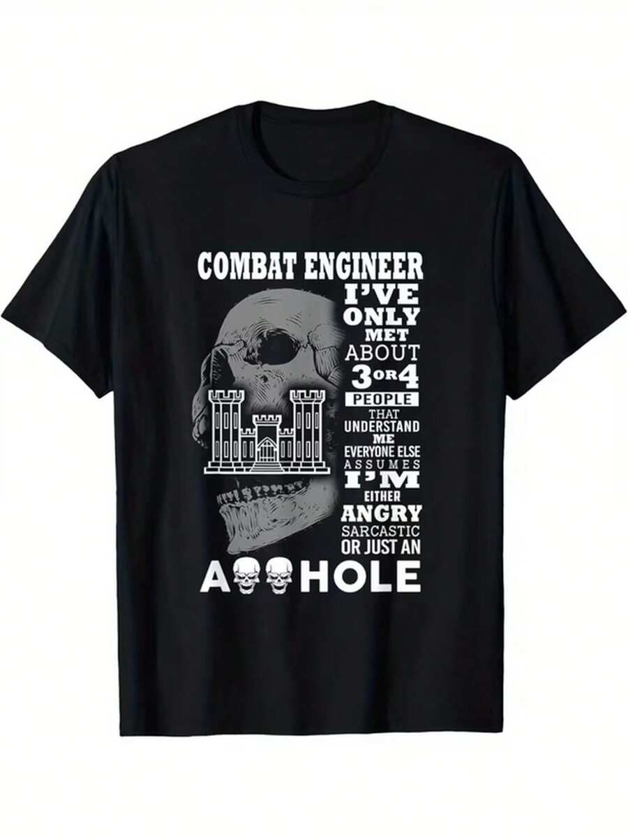 Combat Engineer Shirt I& # 039;Ve Only Met About 3 Or 4 People T-Shirt 180gmit Einem Retro Y2K Street Style. This Unisex Top Is Suitable For All Seaso - Black - View 1