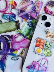 50-Piece Fitness-Themed Sticker Set For Suitcases, Laptops, Scrapbooks, And Diaries; Decorations For Adults, Skateboards, Skateboard Helmets, And Water Bottles; DIY Sticker Art - 50pcs - View 5
