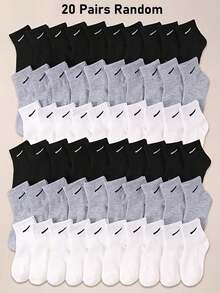 10/20 Pairs Random Children's Crew Socks, Sports Socks, Back To School Running Socks, Black, White And Gray Colors, Suitable For Daily Wear - Multicolor - View 10
