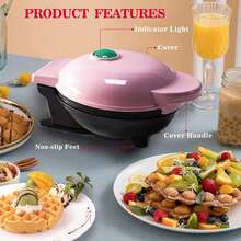 Waflera Eléctrica Compacta con Forma de Corazón y Recubrimiento Antiadherente, Fácil de Almacenar, Varios Colores, Ideal para Preparaciones DIY, Amantes de la Repostería y Regalo para Regreso a Clases - Multicolor - Ver 6