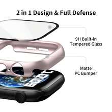 3PCS Compatible With Apple Watch Screen Protector Case 38/40/41/42/44/45/46/49mm Accessories, Cover For Women Men, Tempered Glass Film Hard Bumper - Transparent+Black+Rose Gold - View 3