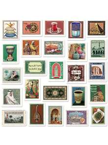 50pcs/Pack Retro Aesthetic Arabic Culture Stickers, Decorative Decals For Luggage Notebook Laptop Guitar Phone Stationery Sticker - Multicolor - View 6