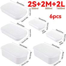3/4/5/6/8pcs Airtight Food Storage Box, Meal Prep Containers - Reusable Lunch Box For Fridge, Home, Kitchen, School, Work And Travel. Food Container, Snack Container, Adult Portion Control Lunch Box, Lunch Bento Box, Fruit Serving Tray. - White - View 15