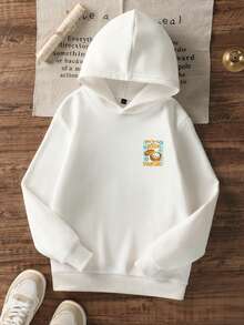 Girls Kawaii Rainbow Dumpling Graphic Hoodie, Star Stripes Long Sleeve Top - White - View 4