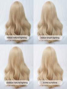 alicegarden 24-Inch Long Synthetic Wig Featuring A Natural Wavy Style In A A Stunning Gold. Designed With Bangs , This False Hairpiece Is Perfect For Ms Daily Party Cosplay Use, Offering A Natural And Natural Durable Wig Gift For Ladies. (No Accessories), Halloween - Gold - View 10