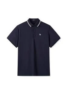 CAMEL CROWN Men's Ice Feel Quick Dry Polo Shirt, Breathable High Stretch Business Casual Short Sleeve Top For Summer - Navy - View 2