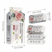 Rose Pattern EDI Pure Water Cleaning Wet Wipes, Portable Small Pack Hand And Mouth Cleaning Wipes - Multicolor - View 6