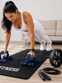 Colchonete Academia Barra Apoi Flexão Roda Abdominal Corda Pular Treino Funcional Academia em Casa Faça Você Mesmo Saúde Bem Estar Lançament Envio Imediato - Preto - Visão 2