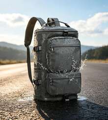Mochila Multifuncional De Gran Capacidad Para Laptop, mochila de viaje urbana con múltiples bolsillos cremallera, correas ajustables transpirable, ideal para trabajo, escuela, turismo y salidas al aire libre Impermeable De Nylon Resistente Y Ligera Para Hombres Y Mujeres - Gris - Ver 8