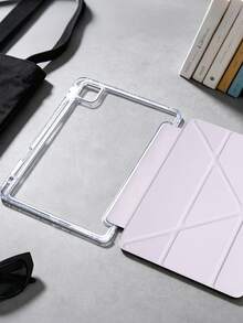 1件透明壓克力 Y-Fold 芋紫色平板保護殼，相容 iPad Mini6/7/Air/Air2/9.7/10.2/10.5/10.9 (Air4-Air8)/Pro 11/10th Gen/A16/Pro 11 2024，全透明壓克力背殼，絲綢紋理 8-Fold 翻蓋，可調節支架，自動休眠/喚醒，內置筆槽，不含筆，部分機型附相機框 - 蒟蒻紫 - 查看 5