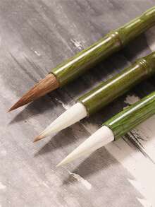 1PC Bamboo Joint Wolf & Goat Hair Calligraphy Brush, Professional Grade For Beginners, Qingyan & Qiushi Mixed Wolf & Goat Hair Brush For Regular Script, Running Script, Official Script, Student Chinese Painting Brush - Default - View 11