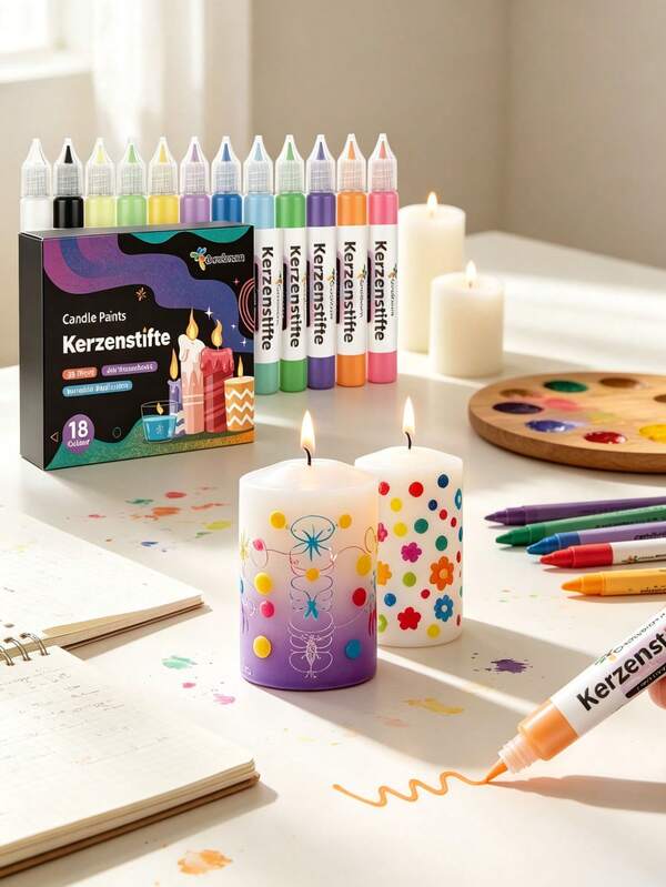 18 Colors 3D DIY Candle Paint Pen Set, Water-Based Decor Markers For Candle Art Craft, Handmade Decorating Supplies, Ideal Holiday & Birthday Gift For Craft Lovers
