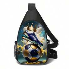 Crossbody Bag, Football Style, Front Pocket Sports Bag, Colorful Holiday Football Print - Casual Style Shoulder Bag, Polyester Material - 彩色 - 查看 13