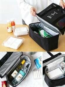 Portable Large Capacity Insulation Bag Handbag Beach Pouch For Schools,Outdoor Activities,Vacations,Travel,Outings,Work,Business,Commuting,School - Black - View 9