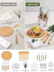 55Pcs Gift Sets 6 Sets Bamboo Charcuterie Board Spoon Butter Knife Fork Towel Artificial Eucalyptus Clear Gift Bag Thank You Tag Gender Reveal Newborn Party Guest Favors - View 10