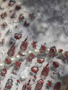 Gothic Vintage Castle Stained Glass Nail Stickers Dark Roses Ornate Window Mysterious Elegant Manicure Art Self Adhesive Sticker Decoration For Women - Multicolor - View 2